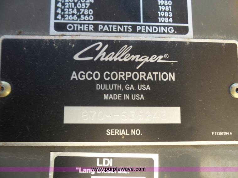 image for item L4959 2007 Challenger 670 RWA combine
