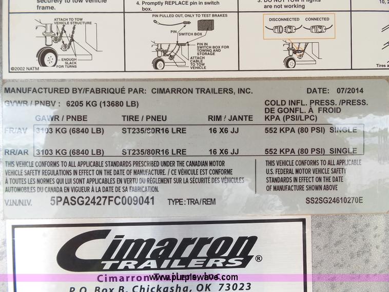 image for item L5520 2015 Cimarron Showstar livestock trailer