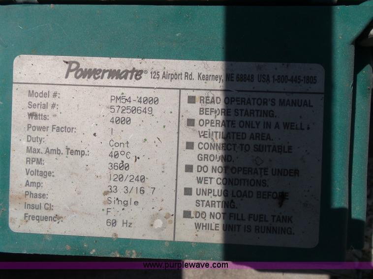 image for item BG9295 Powermate PM54-4000 generator