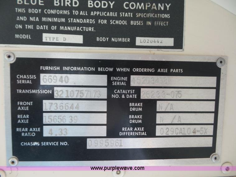 image for item BK9641 1996 Blue Bird TC2000 school bus