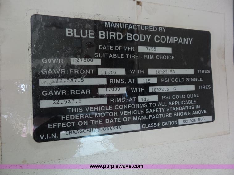 image for item BK9641 1996 Blue Bird TC2000 school bus