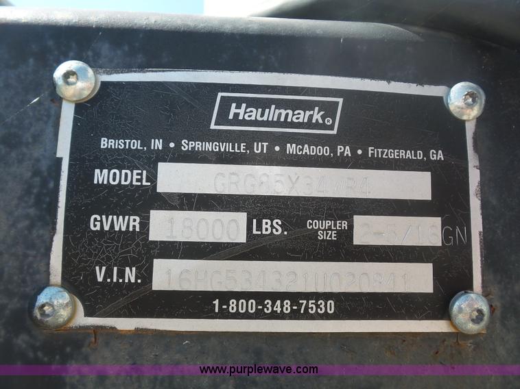 image for item BK9649 2001 Haul Mark GRG85X34WR4 enclosed cargo trailer