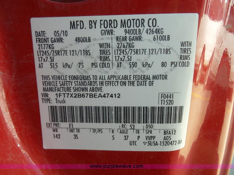 image for item BX9286 2011 Ford F250 Super Duty SuperCab pickup truck