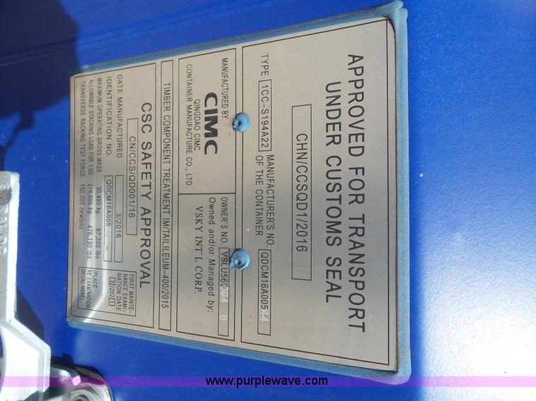 image for item K3662 2016 CIMC storage container