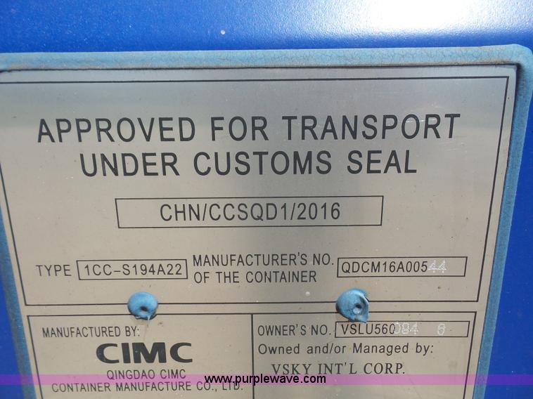 image for item K3662 2016 CIMC storage container