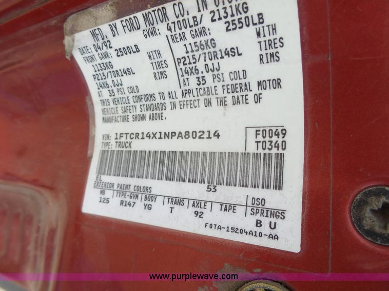 image for item K5709 1992 Ford Ranger SuperCab pickup truck