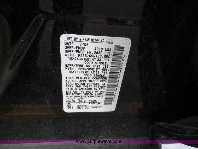 image for item K8245 2006 Nissan Murano SL SUV