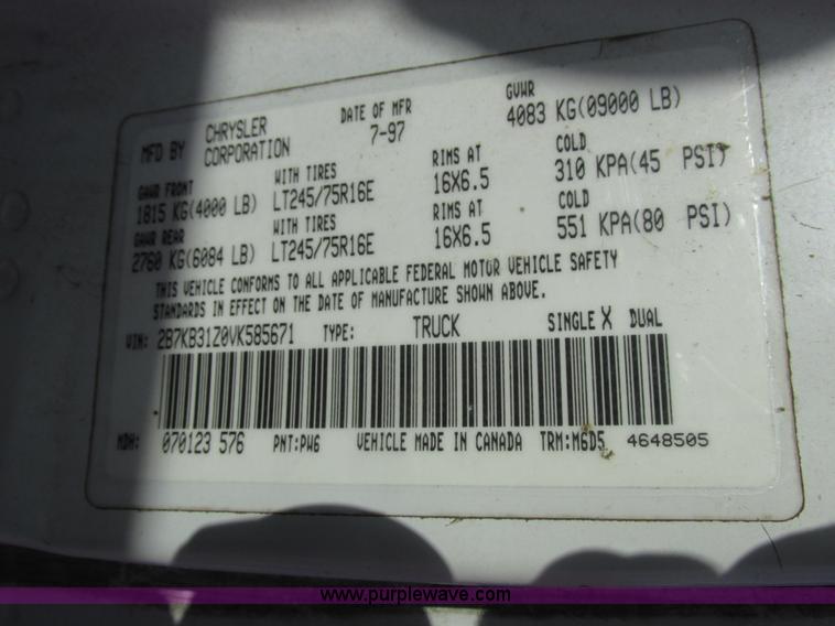 image for item L4201 1997 Dodge Ram Van 3500 Maxi van