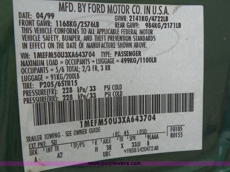 image for item L6180 1999 Mercury Sable