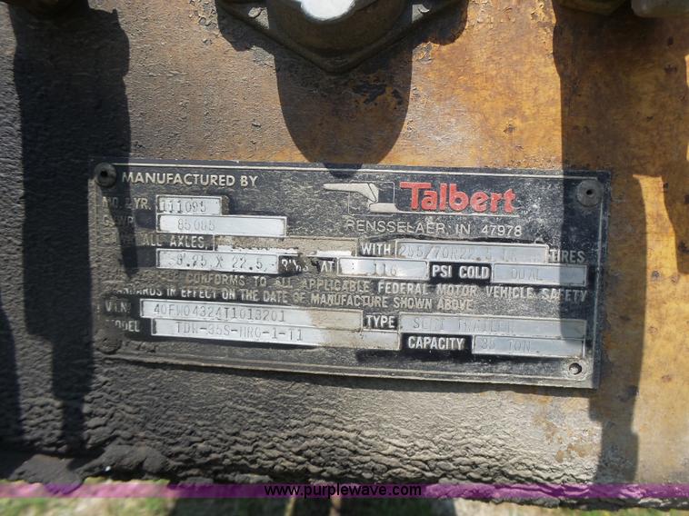 image for item K5736 1996 Talbert TDW755HRG1-T1 lowboy equipment trailer