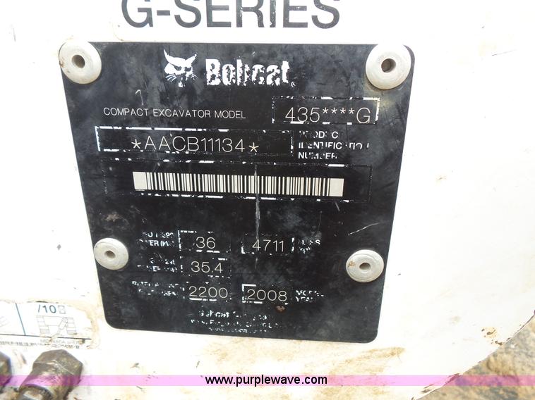 image for item L3507 2008 Bobcat 435G compact excavator
