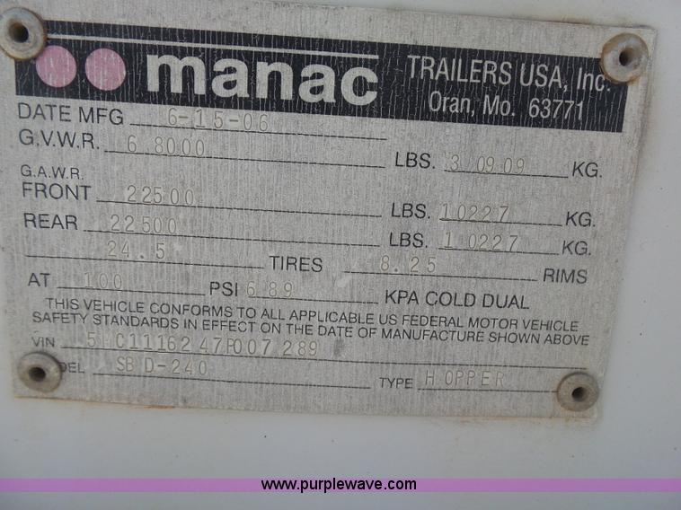 image for item K7008 2007 CPS bottom dump trailer