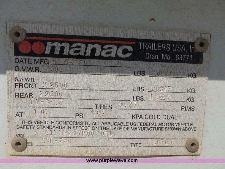 image for item K7009 2007 CPS SBD-240 bottom dump trailer