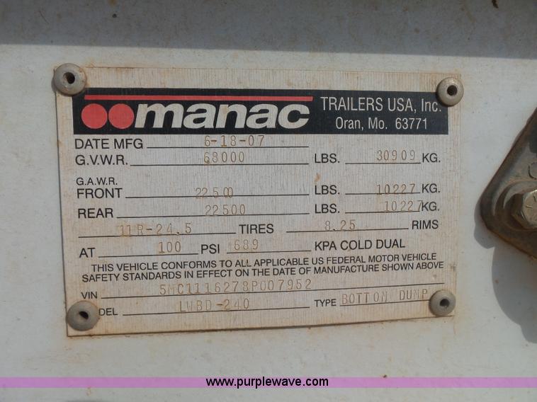 image for item K7029 2008 CPS LWBD-240 bottom dump trailer