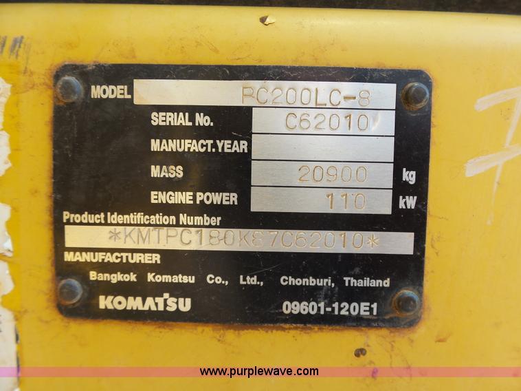 image for item K7032 2008 Komatsu PC200LC-8 excavator