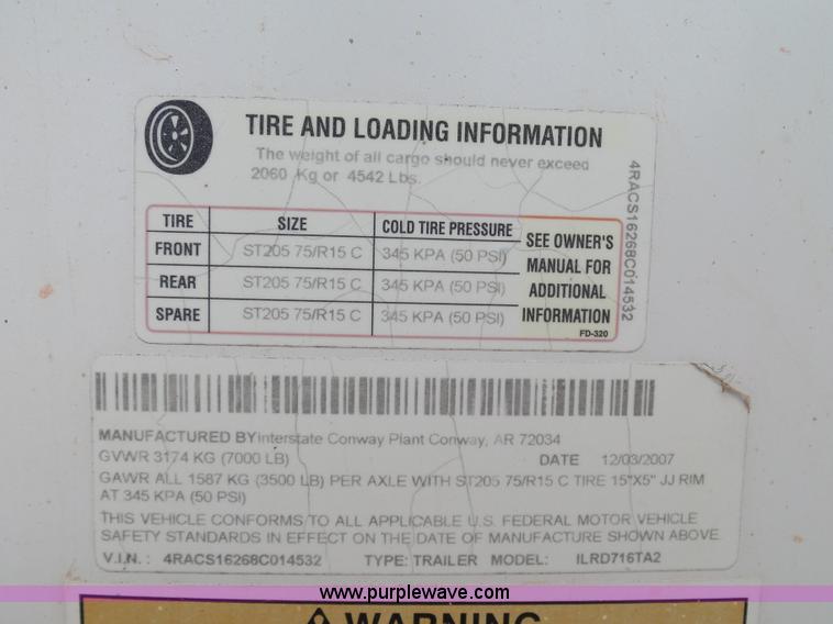image for item K7048 2008 Load Runner ILRD716TA2 enclosed cargo trailer