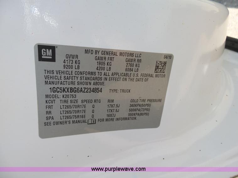 image for item K7054 2010 Chevrolet Silverado 2500HD LT Z71 Ext. Cab pickup truck