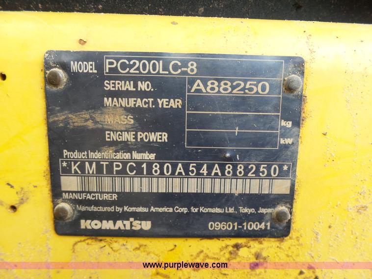 image for item K8752 2007 Komatsu PC200LC-8 excavator