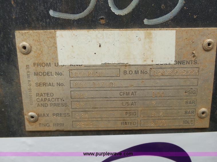 image for item K8757 2004 Sullair 185 air compressor