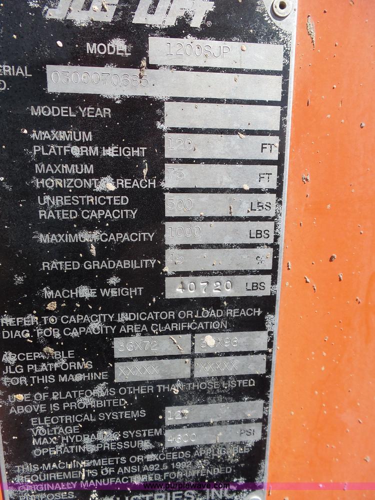 image for item L4749 2003 JLG 1200SJP boom lift