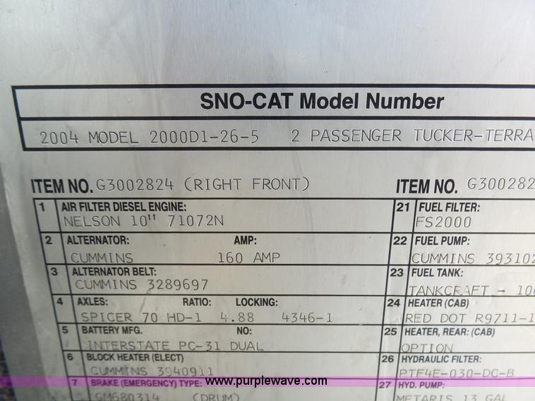 image for item AL9143 2004 Tucker Terra 2000D1-26-5 Sno-Cat trail groomer