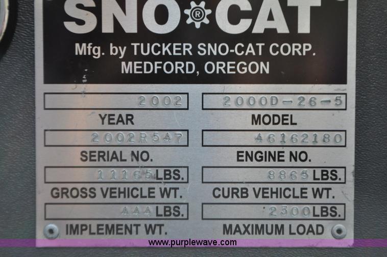 image for item G7469 2002 Tucker Terra 2000D-26-5 Sno-Cat trail groomer