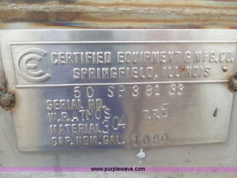 image for item CC9959 1,080 gallon stainless steel tank