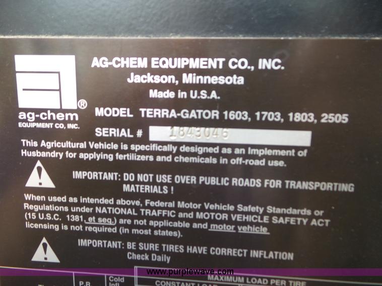 image for item L6929 Ag-Chem TerraGator 1803 self-propelled sprayer