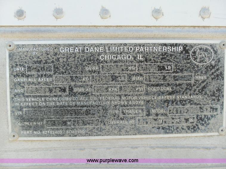 image for item DB4505 2002 Great Dane dry van trailer