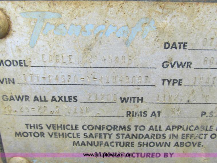 image for item K4118 1995 Transcraft Eagle flatbed trailer