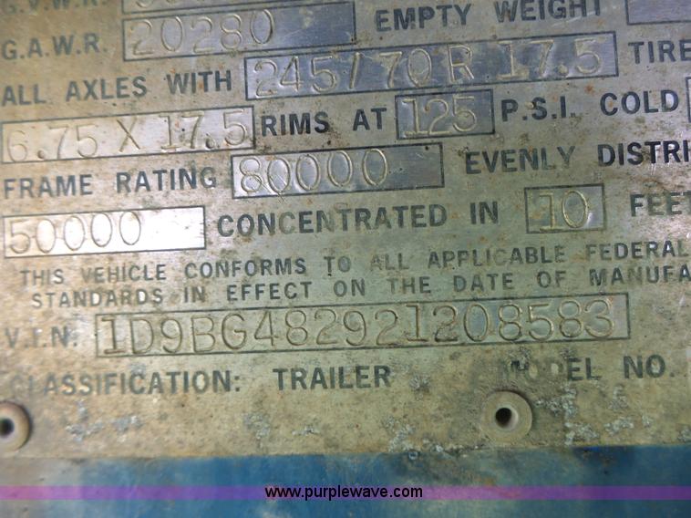 image for item K5704 2002 Doonan 482DB14B drop deck equipment trailer