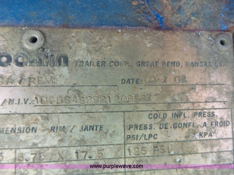 image for item K5704 2002 Doonan 482DB14B drop deck equipment trailer