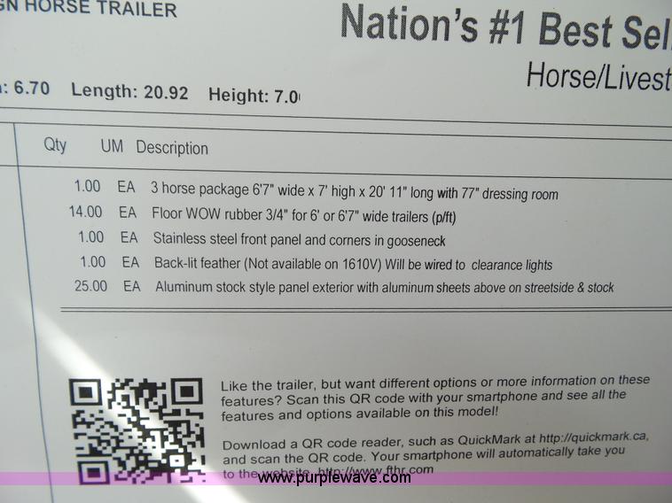 image for item BZ9818 2013 Featherlite 8533 horse trailer