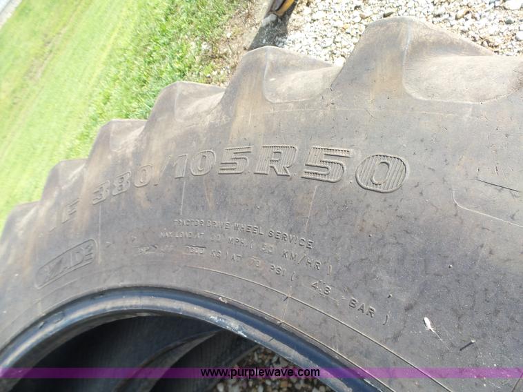 image for item K2146 (2) Firestone Radial 9100 IF380/105R50 tires