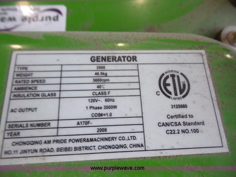 image for item BV9760 2009 ETQ generator