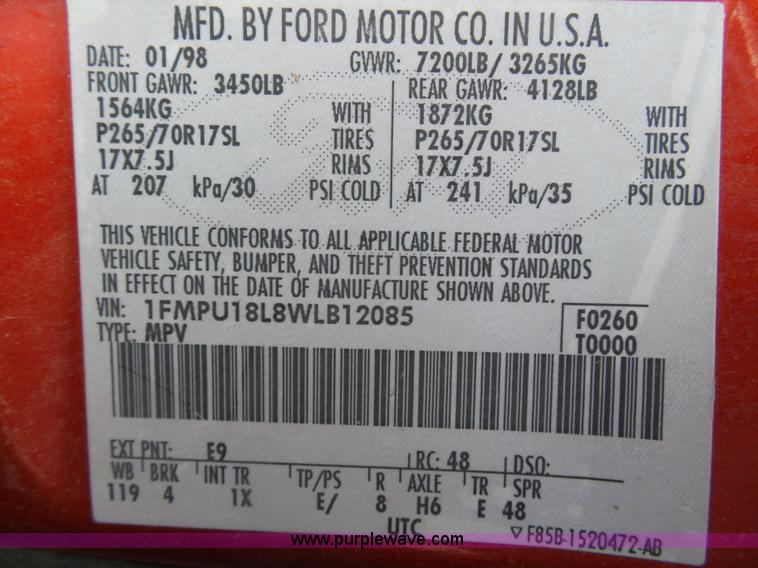 image for item BY9579 1998 Ford Expedition Eddie Bauer SUV