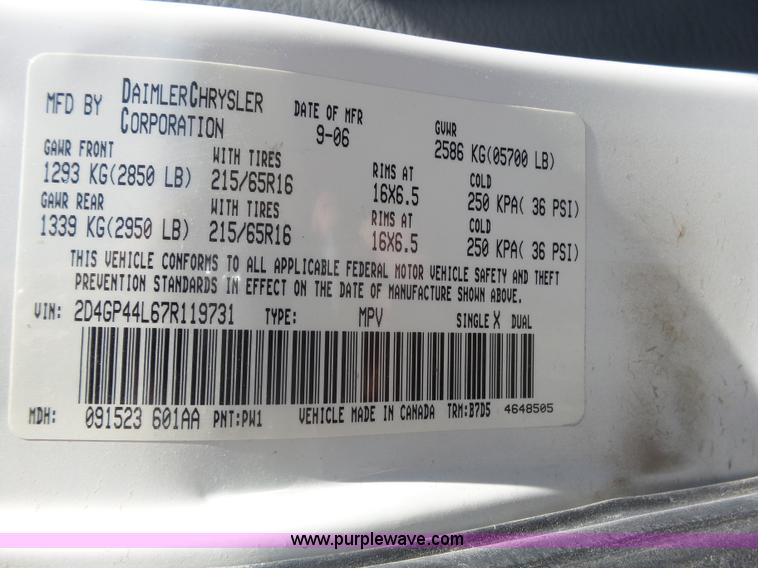 image for item DA4504 2007 Dodge Grand Caravan van