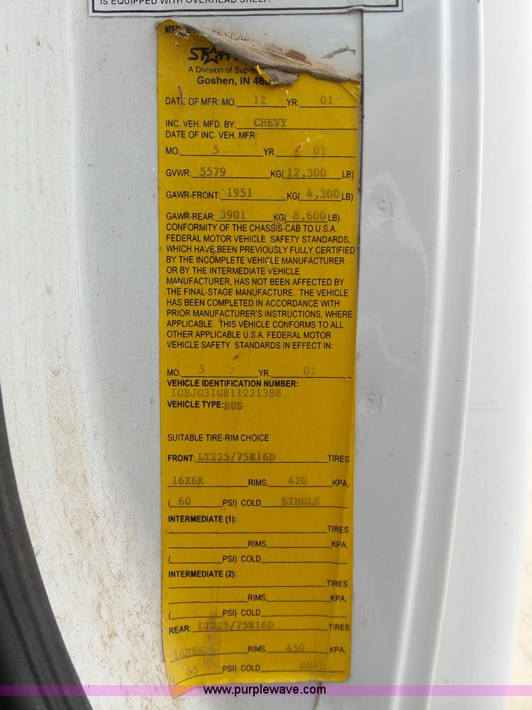 image for item DB4513 2001 Chevrolet Express 3500 Cargo Startrans shuttle bus