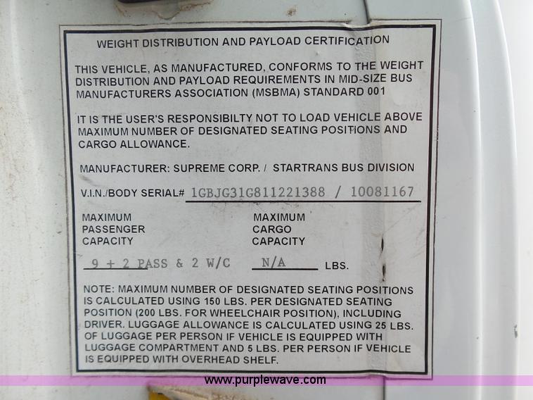 image for item DB4513 2001 Chevrolet Express 3500 Cargo Startrans shuttle bus