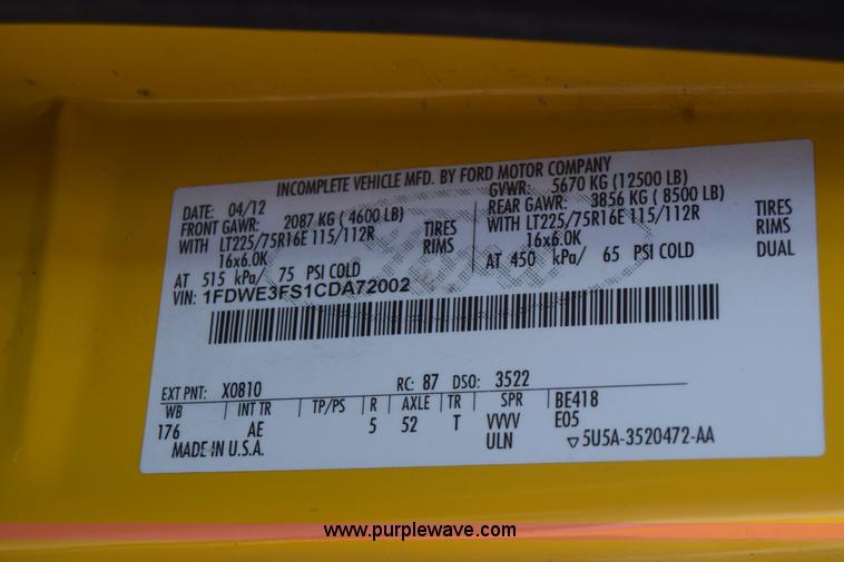 image for item K2842 2012 Ford E350 Super Duty box truck