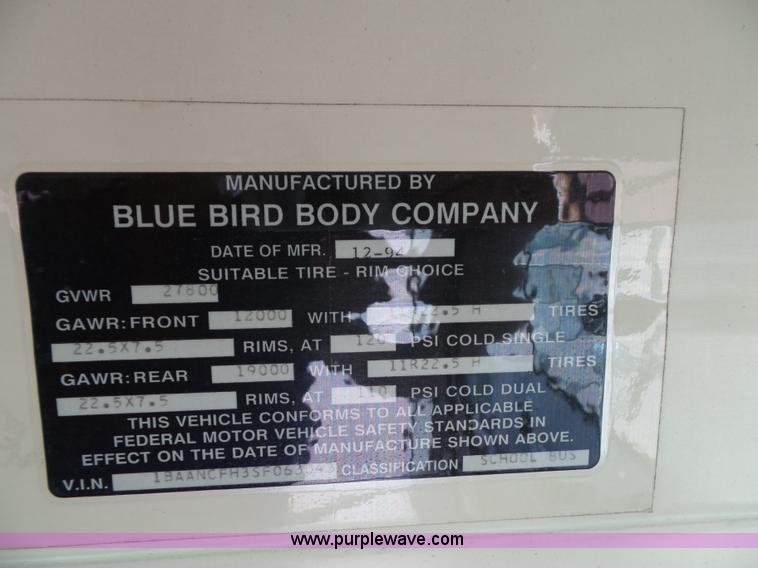 image for item K8247 1995 Blue Bird TC2000 school bus