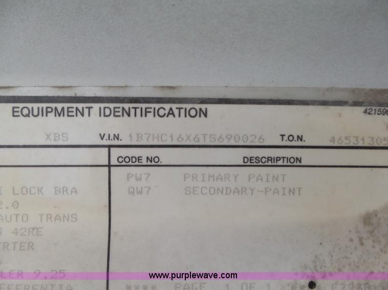 image for item K8480 1996 Dodge Ram 1500 pickup truck