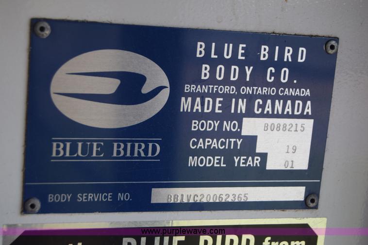 image for item L2541 2001 Chevrolet Express 3500 Cargo Blue Bird school bus