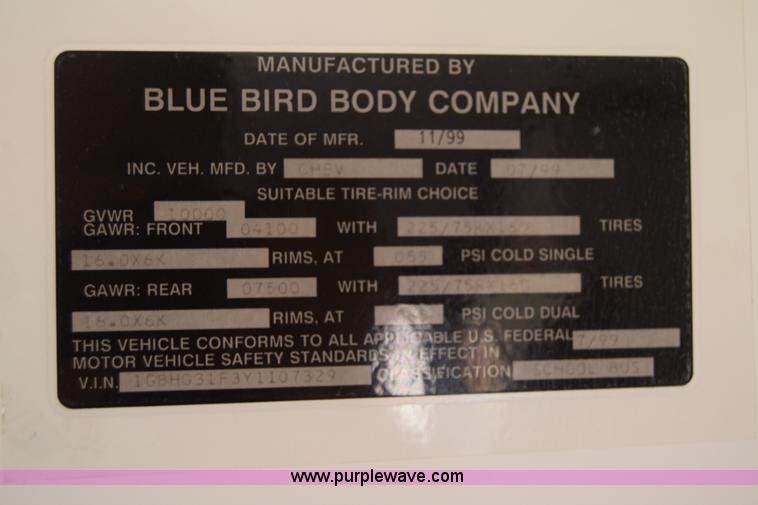 image for item L2542 2000 Chevrolet Express 3500 Cargo school bus