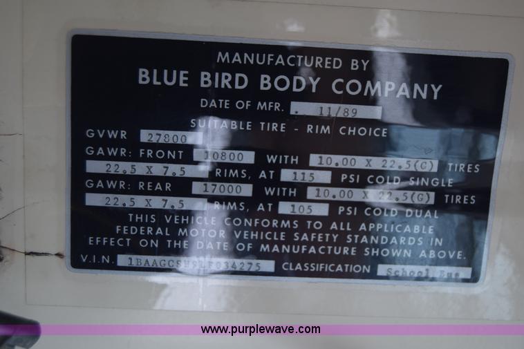 image for item L2548 1990 Blue Bird TC2000 school bus