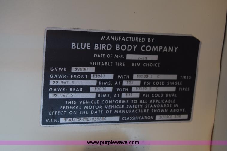 image for item L2549 1990 Blue Bird TC2000 school bus