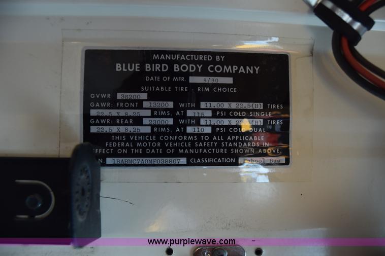 image for item L2550 1990 Blue Bird All American school bus