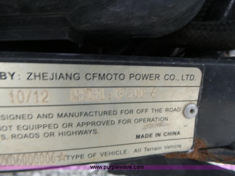 image for item Z9526 2013 Cf-moto CF600 utility vehicle