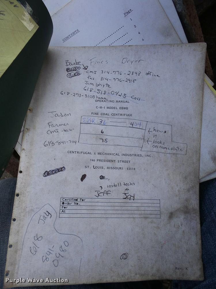 image for item AG9447 CMI EBWB fine coal centrifuge