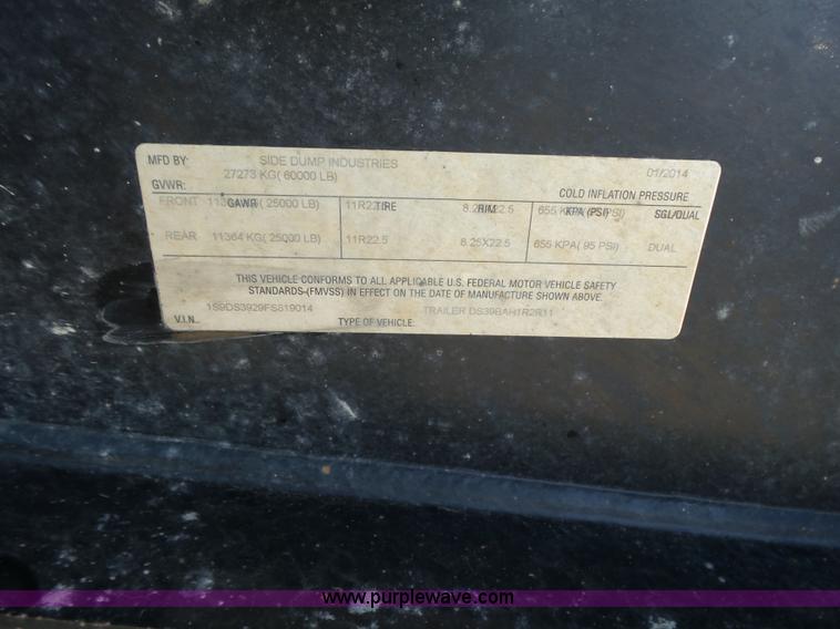 image for item K3150 2015 Side dump trailer